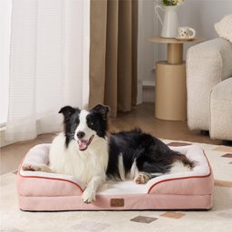 Bedsure Cama Ortopédica para Cães Grandes G Resa e Branca - 7