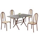 Ver imagem 2 de Conjunto Sala de Jantar Mesa Retangular 120x75cm Tampo Granito Topázio 4 Cadeiras Linda Yescasa