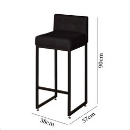 Banqueta Alta para Cozinha Laura Corino Preto Base de Ferro Industrial - 8