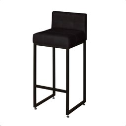 Banqueta Alta para Cozinha Laura Corino Preto Base de Ferro Industrial - 1