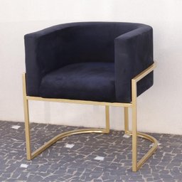 Poltrona Elegance Pé Dourado Assento Preto 72x68x63cm - 4