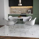 Ver imagem 1 de Mesa Jantar Redonda 90cm Branca Clips 3 Pés com 4 Poltronas Eiffel Eames Daw Brancas Ferro Branco