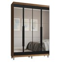 Ver imagem 2 de Guarda-Roupa Solteiro com Pés 4 Portas Batentes com Espelhos Rustic/Preto/Preto Saturno Madesa