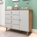 Ver imagem 2 de Cômoda Infantil Retrô 4 Gavetas com Fraldário Lígia Off White com Bétula Carolina Baby