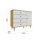 Ver imagem 3 de Cômoda Infantil Retrô 4 Gavetas com Fraldário Lígia Off White com Bétula Carolina Baby