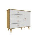 Ver imagem 1 de Cômoda Infantil Retrô 4 Gavetas com Fraldário Lígia Off White com Bétula Carolina Baby