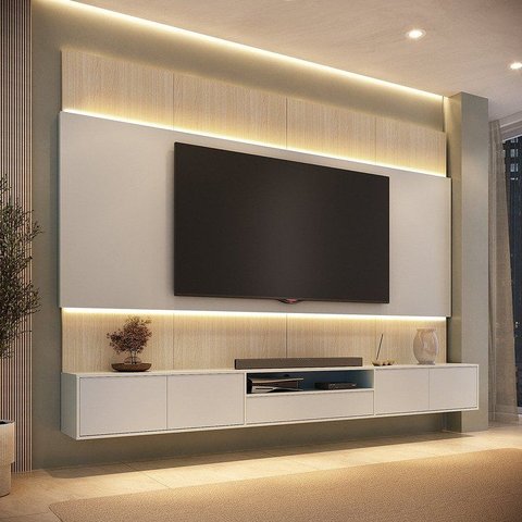 Rack com Painel para TV até 85 Polegadas com LED 4 Portas 1 Gaveta 100% MDF 273,5CMX217CM Astro