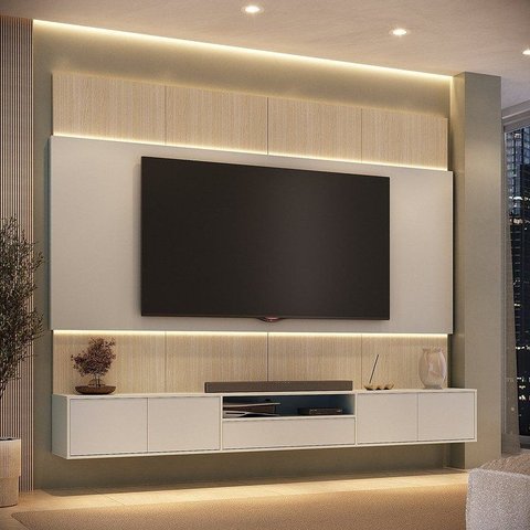 Rack com Painel para TV até 85 Polegadas com LED 4 Portas 1 Gaveta 100% MDF 273,5CMX217CM Astro