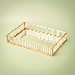 Bandeja Vidro Metal Dourado Decoração Maquiagem 20x15cm - 2