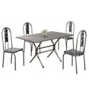 Ver imagem 2 de Conjunto Sala de Jantar Mesa Retangular 120x75cm Tampo Granito Topázio 4 Cadeiras Linda Yescasa Prata/Preto Floral