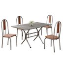 Ver imagem 2 de Conjunto Sala de Jantar Mesa Retangular 120x75cm Tampo Granito Topázio 4 Cadeiras Linda Yescasa