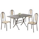 Ver imagem 2 de Conjunto Sala de Jantar Mesa Retangular 120x75cm Tampo Granito Topázio 4 Cadeiras Linda Yescasa