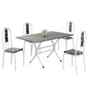 Ver imagem 2 de Conjunto Sala de Jantar Mesa Retangular 120x75cm Tampo Granito Topázio 4 Cadeiras Linda Yescasa Branco/Preto Floral