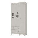 Ver imagem 2 de Guarda-Roupa Infantil 92cm com Vidro 3 Portas e 2 Gavetas Suspiro Multimóveis MP4457 - Off White