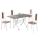 Ver imagem 2 de Conjunto Sala de Jantar Mesa Retangular 120x75cm Tampo Granito Topázio 4 Cadeiras Linda Yescasa