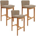 Ver imagem 1 de Kit 03 Banquetas Alta para Cozinha Sala de Jantar Bar Dara L02 Bouclê Bege - Lyam Decor