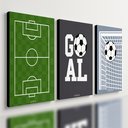 Ver imagem 1 de Kit 3 Quadro Decorativo Futebol Bola Quarto Infantil Menino 28x20cm