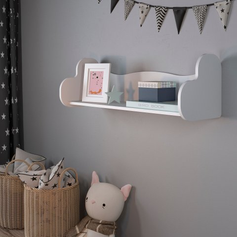 Prateleira de Parede 100% MDF 93 cm Formato Coração Love Branco