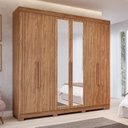 Ver imagem 1 de Guarda-Roupa Casal 6 Portas com Espelho e Pés 234cm 100% MDF Boston Espresso Móveis Marrom/Cinamomo