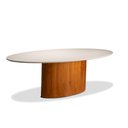 Ver imagem 2 de Mesa de Jantar Oval Lisboa 8 Lugares 220cm X 105cm com Vidro Off White