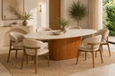 Ver imagem 4 de Mesa de Jantar Oval Lisboa 8 Lugares 220cm x 105cm com Vidro Off White