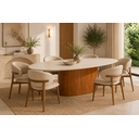 Ver imagem 4 de Mesa de Jantar Oval Lisboa 8 Lugares 220cm x 105cm com Vidro Off White