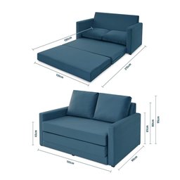 Sofá Simi 2 em 1 Sofá Cama Azul Estofama - 2