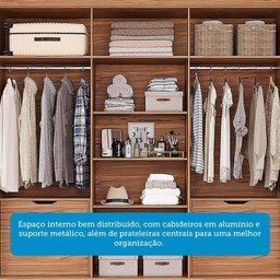 Guarda-Roupa Casal 6 Portas com Espelho e Pés 234cm 100% MDF Boston Espresso Móveis - 8