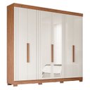 Ver imagem 4 de Guarda-Roupa Casal 6 Portas com Espelho e Pés 234cm 100% MDF Boston Espresso Móveis Bege/Cinamomo/Off White