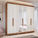 Ver imagem 1 de Guarda-Roupa Casal 6 Portas com Espelho e Pés 234cm 100% MDF Boston Espresso Móveis Bege/Cinamomo/Off White