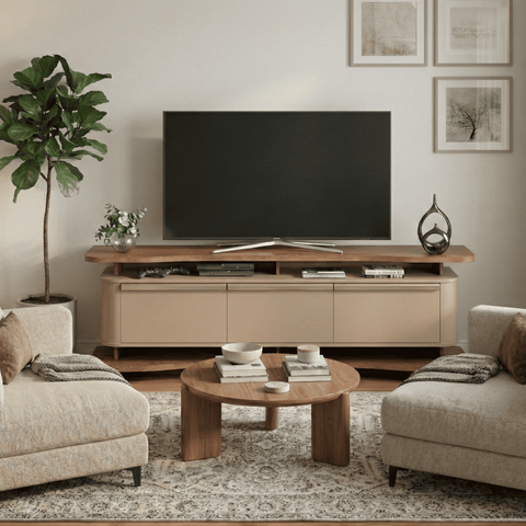 Rack Guarapari 180cm Design Orgânico para Sala Tv Moderno:fendi/freijó