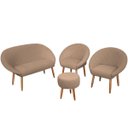 Ver imagem 1 de Kit Recepção 2 Poltronas 1 Namoradeira com Puff Resistente para Sala de Espera Decor Tecido Veludo