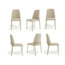 Ver imagem 1 de Kit 6 Cadeiras Estofadas Lucy Aço Dourado Linho Bege