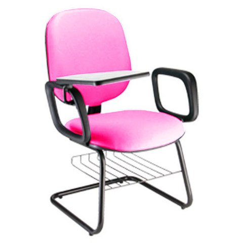 Cadeira Universitária com Prancheta para Escolas Linha Uno Rosa