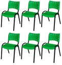 Ver imagem 2 de Cadeira Iso Base Preto Escola, Escritório Verde Kit 6 Un