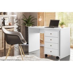 Mesa Cabeceira Infantil Presence c/ 4 Gavetas Branco - Demóbile - 5