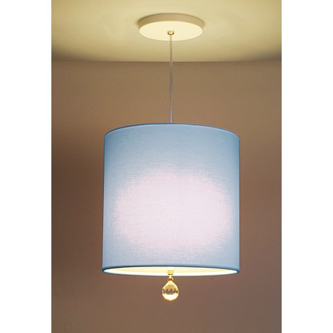 Luminária Pendente Com Cristal Cúpula Azul 25x25 1E27
