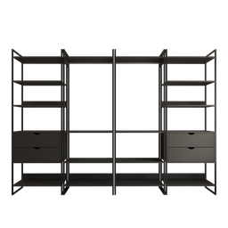 Quatro Modulos para Closet Industrial Ferro Preto Tampo Preto - 2