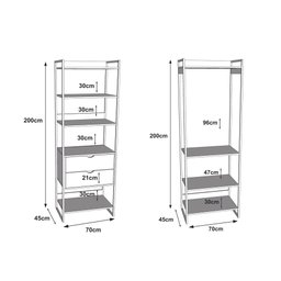 Quatro Modulos para Closet Industrial Ferro Preto Tampo Preto - 3