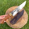 Faca Gaúcha Laminada 8" Aço Carbono 5160 3mm Full Tang Cabo de Madeira Jatobá e Bainha de Couro - 7