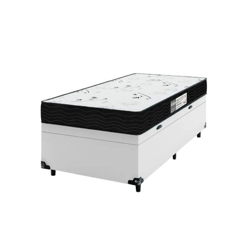 Cama Box Baú Solteiro + Colchão Smart Espuma D33 (88x188x61) Branco