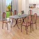 Ver imagem 1 de Conjunto Sala de Jantar Mesa Retangular 140x75cm Tampo Granito Topázio 6 Cadeiras Linda Yescasa