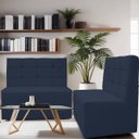 Ver imagem 2 de Canto Alemão Confortável para Apartamento Cozinha e Restaurantes Suede Azul Marinho