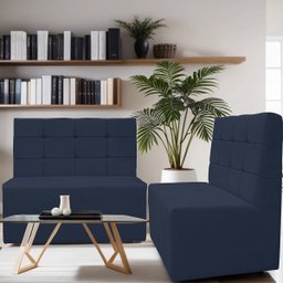 Canto Alemão Confortável para Apartamento Cozinha e Restaurantes Suede Azul Marinho - 2