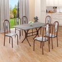 Ver imagem 1 de Conjunto Sala de Jantar Mesa Retangular 140x75cm Tampo Granito Topázio 6 Cadeiras Linda Yescasa