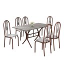 Ver imagem 2 de Conjunto Sala de Jantar Mesa Retangular 140x75cm Tampo Granito Topázio 6 Cadeiras Linda Yescasa