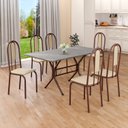 Ver imagem 1 de Conjunto Sala de Jantar Mesa Retangular 140x75cm Tampo Granito Topázio 6 Cadeiras Linda Yescasa