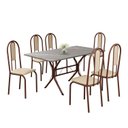 Ver imagem 2 de Conjunto Sala de Jantar Mesa Retangular 140x75cm Tampo Granito Topázio 6 Cadeiras Linda Yescasa