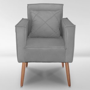 Cadeira Poltrona para Sala Quarto Confortável e Reforçada Minimalista Contemporânea:cinza