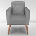 Ver imagem 1 de Cadeira Poltrona para Sala Quarto Confortável e Reforçada Minimalista Contemporânea:cinza